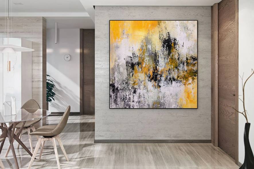 Yellow Original Modern Abstract Canvas Artwork 48EIF